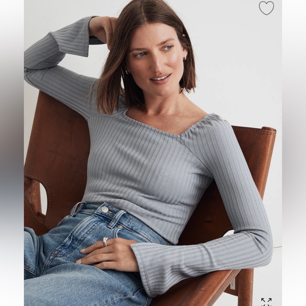 MADEWELL SQUARE NECK LONG SLEEVE RIBBED TEE